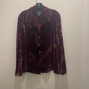 Crushed Velvet Jacket in Rich Burgundy